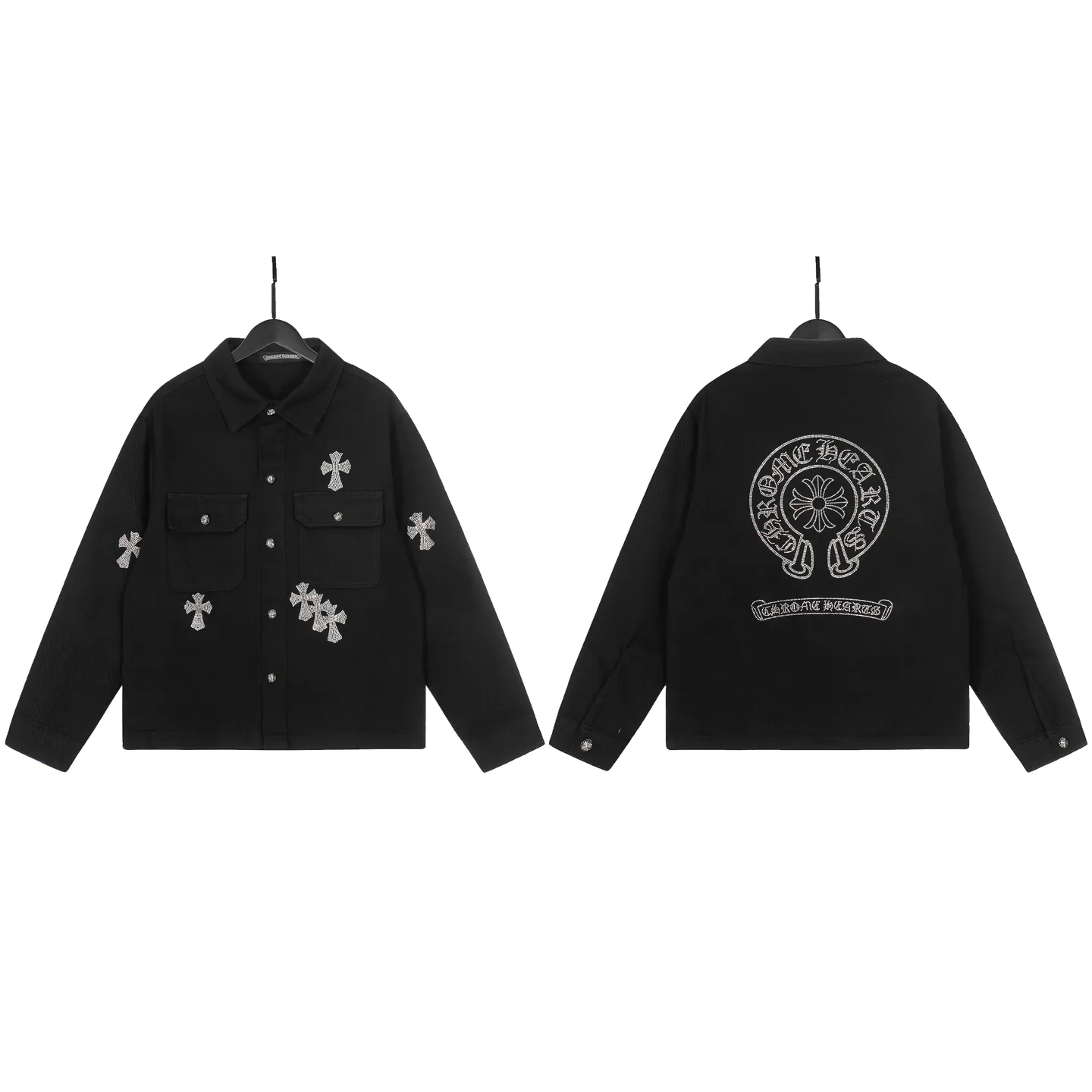 P260 💰 Chrome Hearts Chrome Hearts Cross-Patch Leather Embroidered Shirt Denim Jacket OS version can be worn by both men and women! The fabric is made of twill gauze cotton fabric! The texture is clear and smooth, not easy to wrinkle or fade! The embroidery process is complex and repetitive. There are more than 20 leather labels. It takes 6 repeated embroidery steps to complete the back body. The requirements for the embroidery machine are very strict, and the distance is 45 cm! It won’t work if the spacing is too big, and it won’t work if it’s too small! We make clothes with care, and every detail must be restored one to one! The hardware is all carved and cast, and they are all genuine from the original factory! This piece of clothing consumes a lot of material, with more than 3 meters of material used for one piece of clothing! After the garment is made, it needs to be fixed at high temperature, washed at a water temperature of more than 70 degrees, and softened by adding softener to make the upper body softer and smoother! There is a flap on the sleeve that can be stored into short sleeves! Adapt it to that understanding Color: Black Size: S-M-L-XL